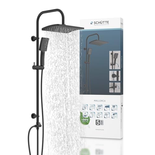 Schütte Duschset MALLORCA Duschsäule mit großer Regendusche Handbrause mit 3 Strahlarten Duschsystem ohne Armatur Schwarz Matt Schütte Duschset MALLORCA Duschsäule mit großer Regendusche Handbrause mit 3 Strahlarten Duschsystem ohne Armatur Schwarz Matt von Schütte