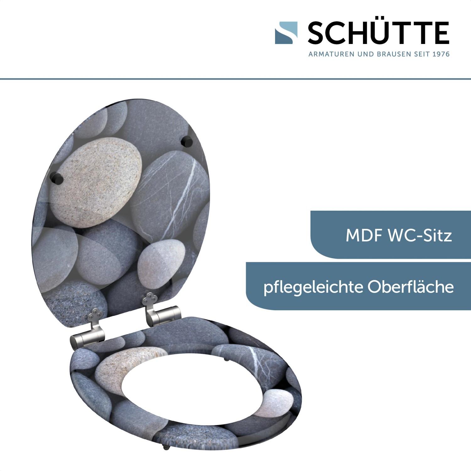 Schütte MDF WC-Sitz Grey Stones mit Absenkautomatik von Schütte