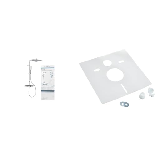 Schütte OCEAN Duschsystem mit Thermostat und Glasablage-Duschset mit 30x30cm & Sanit 16.002.00.0000 Schallschutzset für Wand-WC und Bidet, weiß, 1-Pack von Schütte