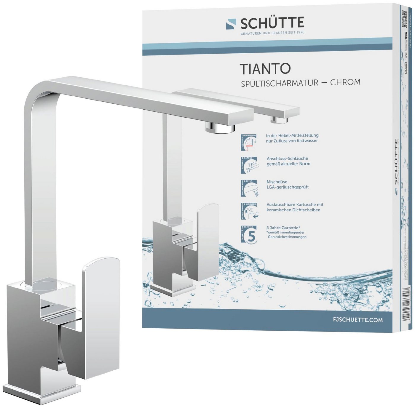 Schütte Spültischarmatur Tianto 360° schwenkbarer Wasserhahn, Mischbatterie, Chrom, Hochdruck von Schütte