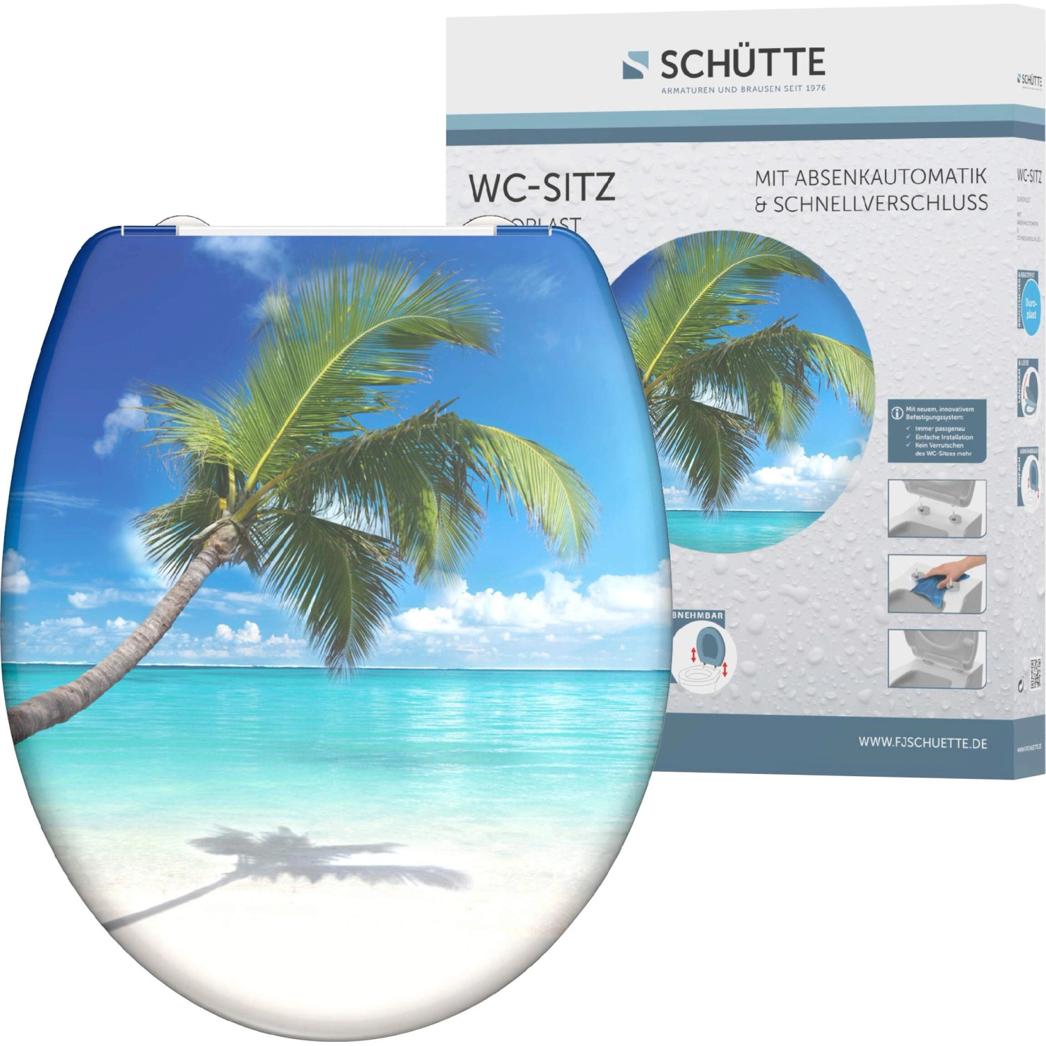 Schütte WC-Sitz Carribean Duroplast mit Absenkautomatik & Schnellverschluss von Schütte