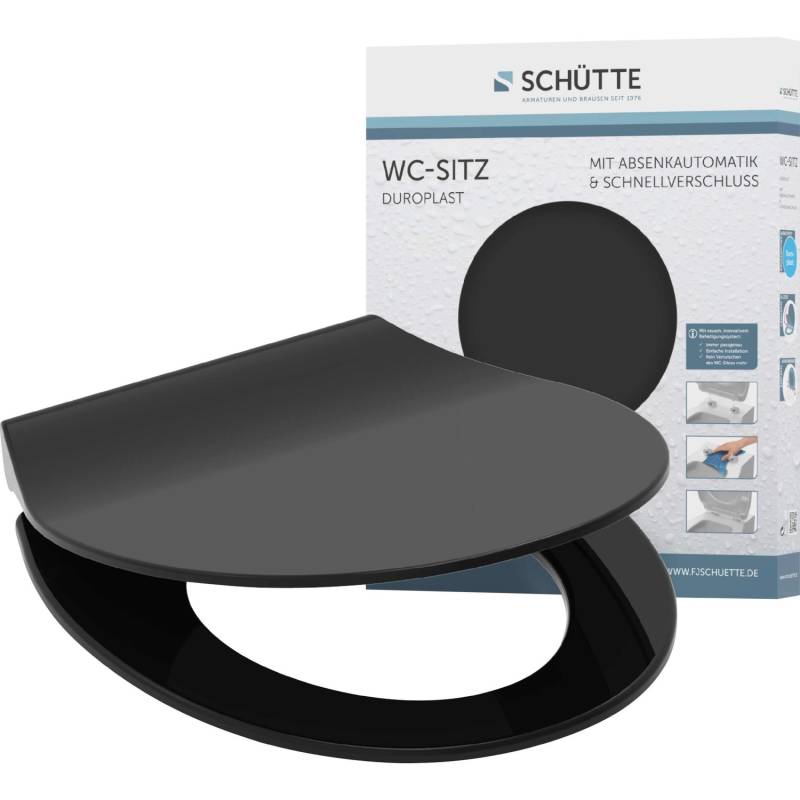 Schütte WC-Sitz Duroplast Slim Black mit Absenkautomatik und Schnellverschluss von Schütte