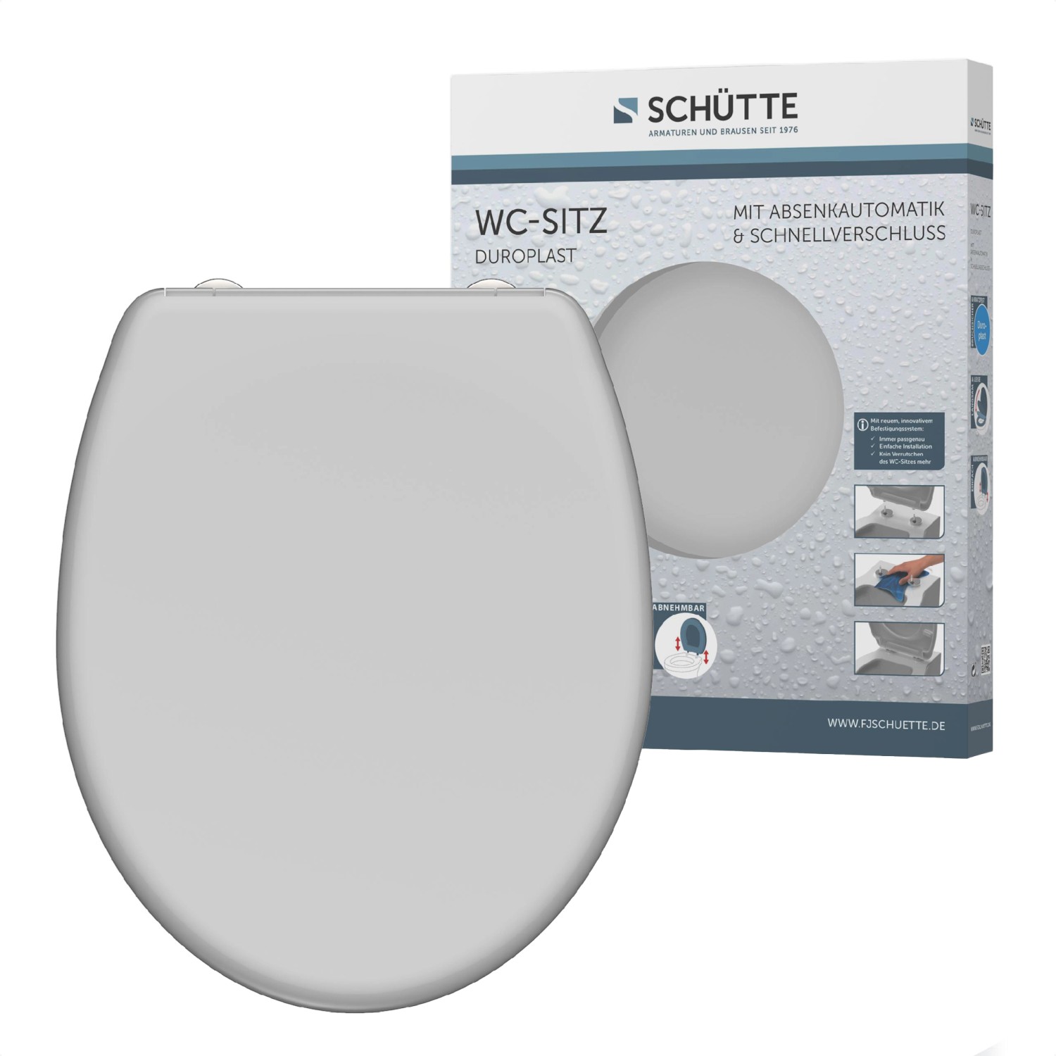 Schütte WC-Sitz Grey Duroplast mit Absenkautomatik & Schnellverschluss von Schütte