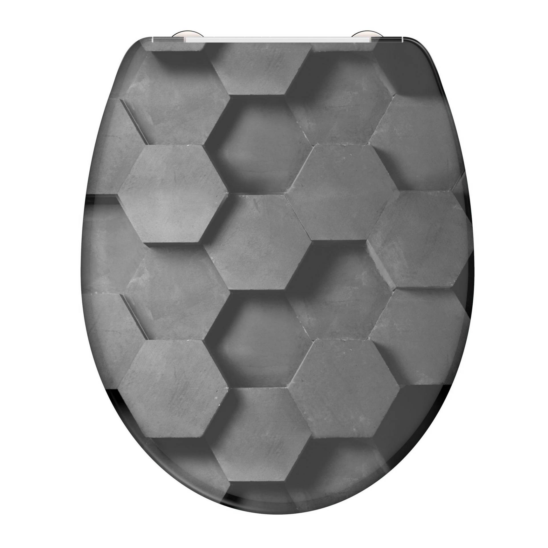 Schütte WC-Sitz 'Grey Hexagons' mit Absenkautomatik grau 37,5 x 45 cm von Schütte