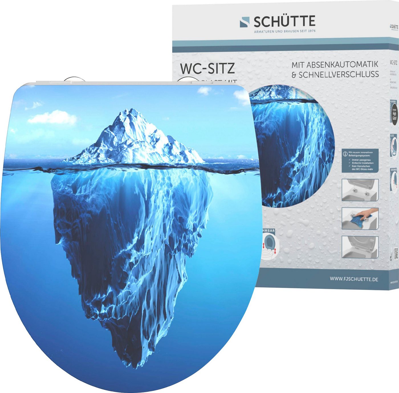 Schütte WC-Sitz Iceberg, Duroplast, mit Absenkautomatik und Schnellverschluss, High Gloss von Schütte