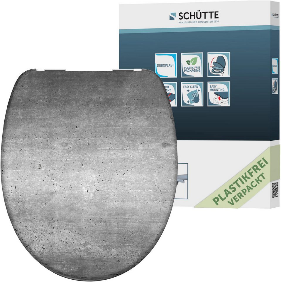 Schütte WC-Sitz Industrial Grey, Duroplast, mit Absenkautomatik von Schütte