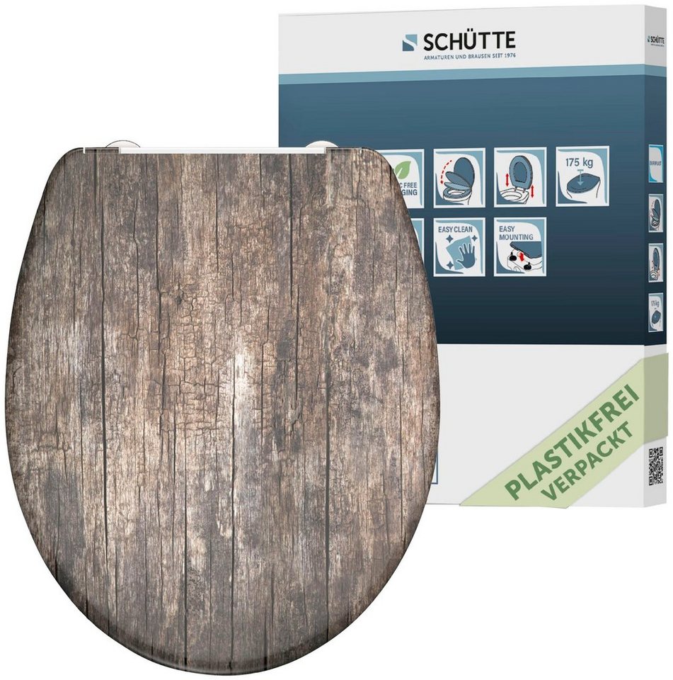 Schütte WC-Sitz Old Wood, Duroplast, mit Absenkautomatik und Schnellverschluss von Schütte