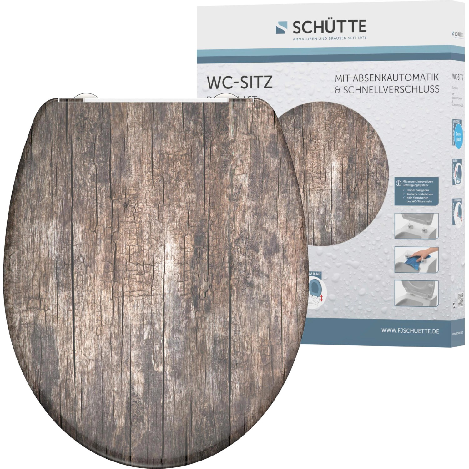 Schütte WC-Sitz Old Wood Duroplast mit Absenkautomatik & Schnellverschluss von Schütte