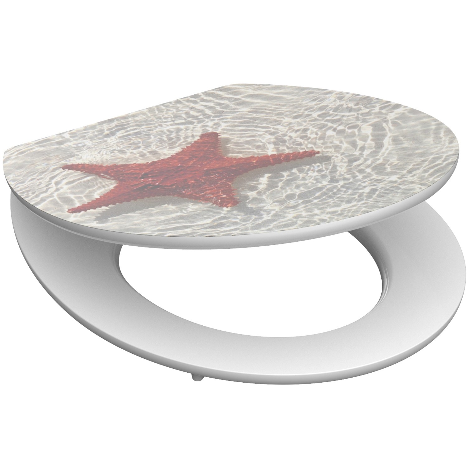 Schütte WC-Sitz Red Starfish Holzkern mit Absenkautomatik von Schütte