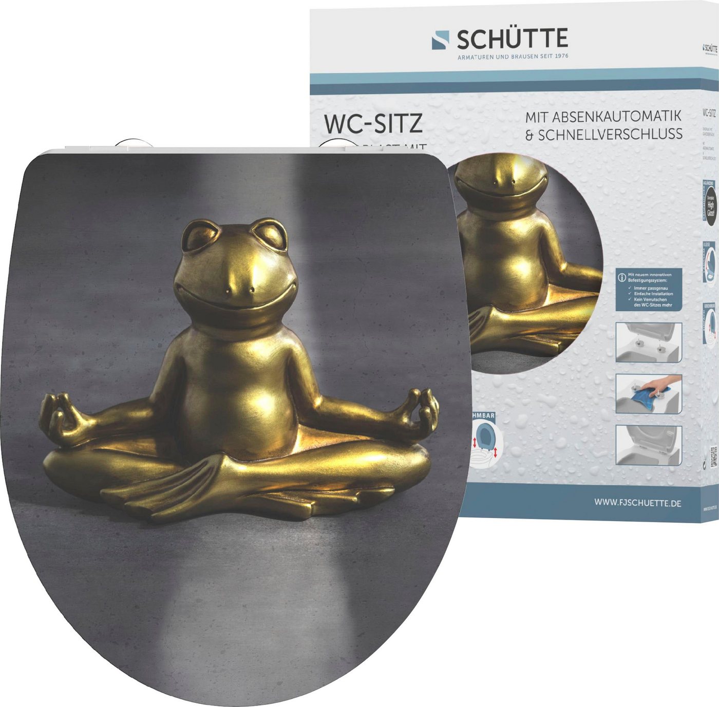 Schütte WC-Sitz Relaxing Frog, Duroplast, mit Absenkautomatik und Schnellverschluss, High Gloss von Schütte