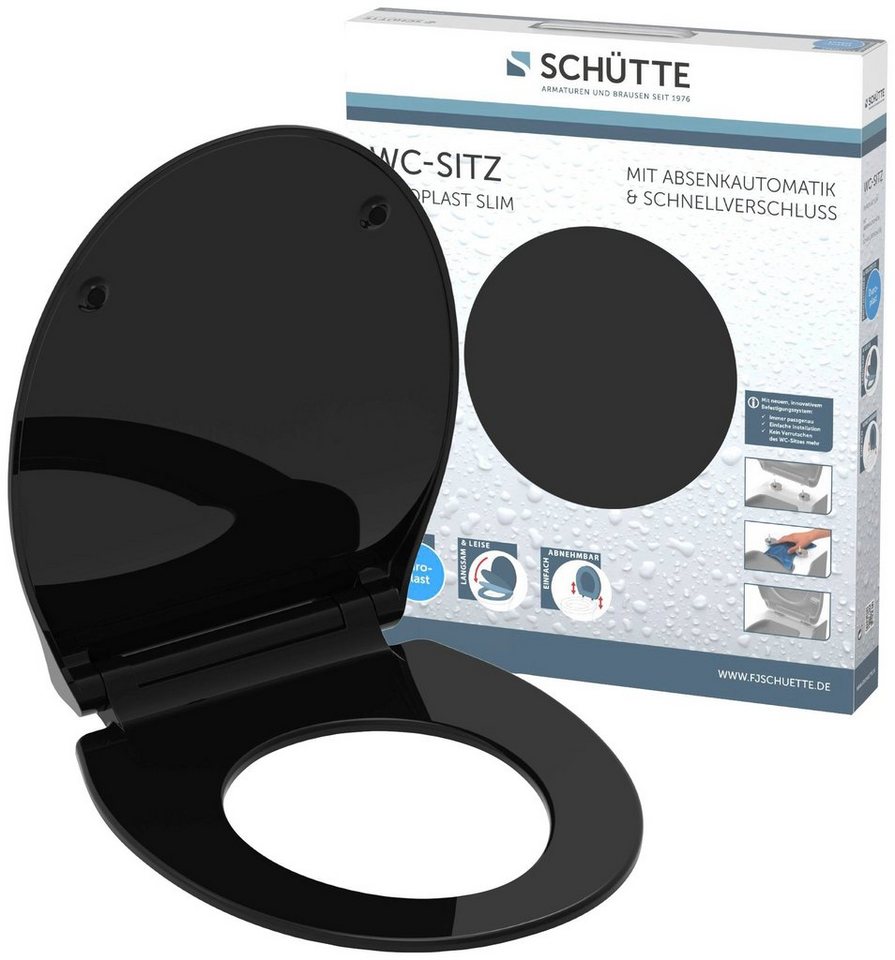 Schütte WC-Sitz SLIM, Duroplast, Absenkautomatik, Schnellverschluss, besonders flache Form von Schütte