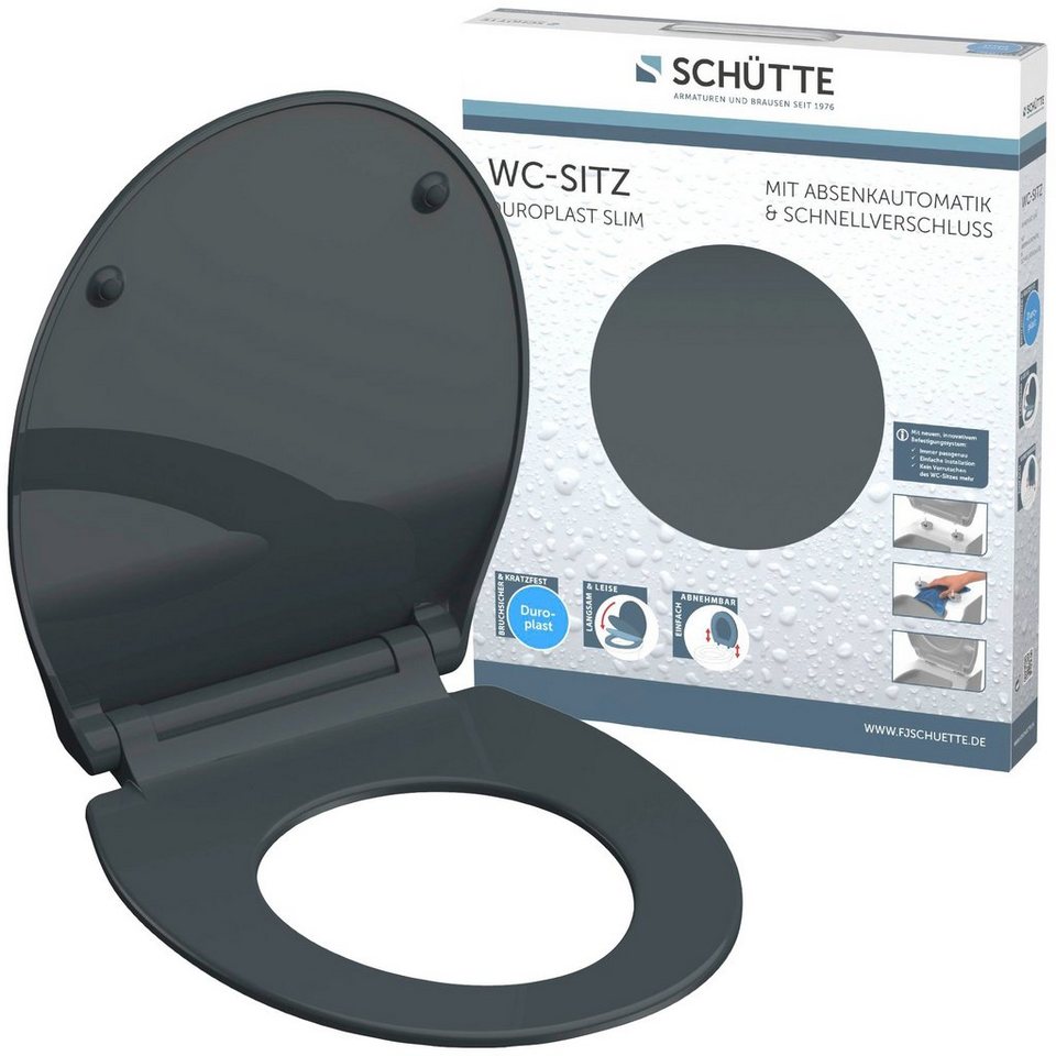 Schütte WC-Sitz SLIM, Duroplast, Absenkautomatik, Schnellverschluss, besonders flache Form von Schütte