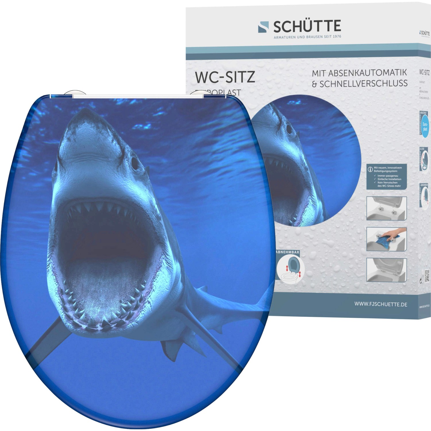 Schütte WC-Sitz Shark Duroplast mit Absenkautomatik & Schnellverschluss von Schütte