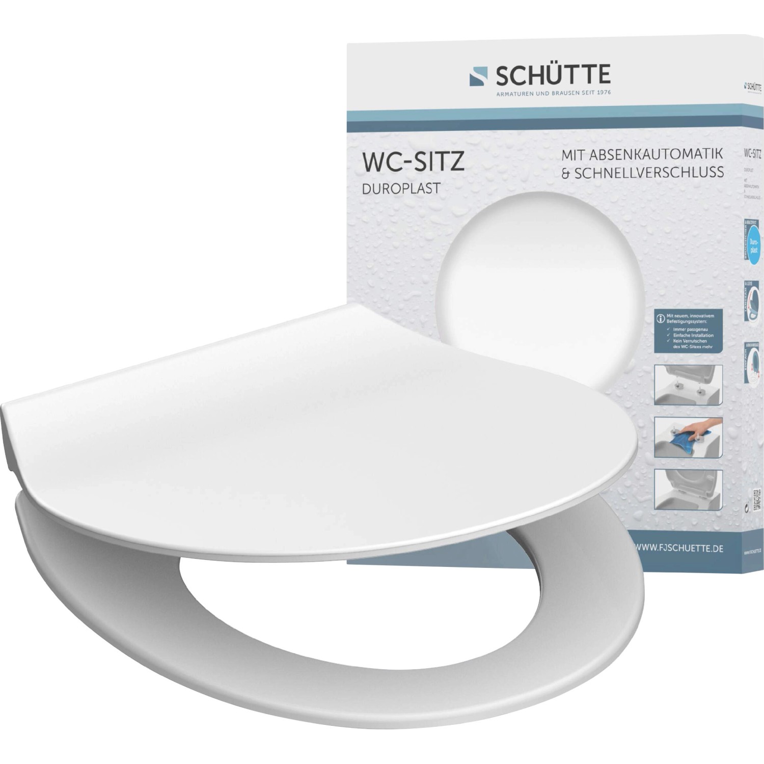 Schütte WC-Sitz Slim White Duroplast mit Absenkautomatik & Schnellverschluss von Schütte