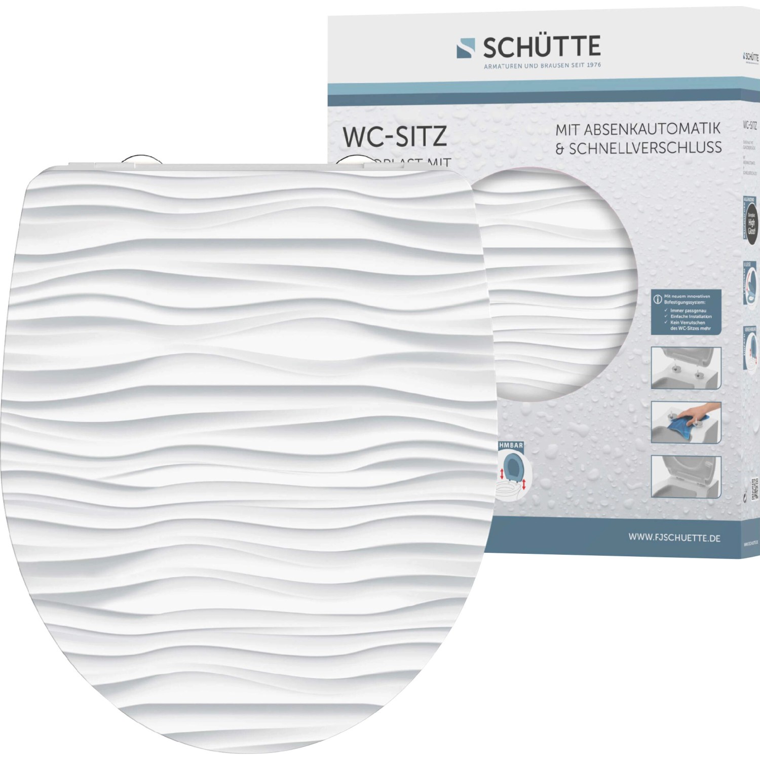 Schütte WC-Sitz White Wave Duroplast mit Absenkautomatik & Schnellverschluss von Schütte