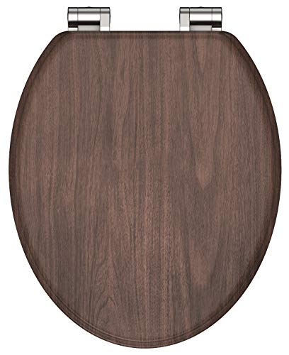 WC-Sitz - Toilettendeckel Dunkles Holz | Klodeckel mit Absenkautomatik | MDF Holzkern | Toilettensitz mit Muster | 19403 von Schütte