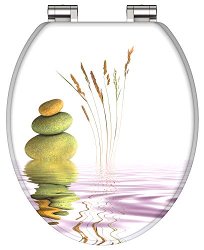 WC-Sitz - Toilettendeckel | Klodeckel mit Absenkautomatik | MDF Holzkern | Toilettensitz mit Muster (Balance) von Schütte