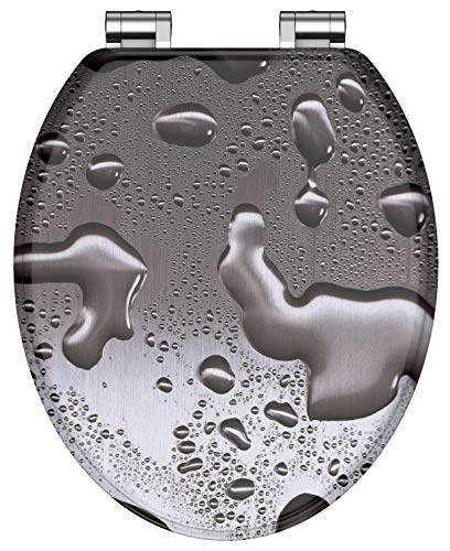 WC-Sitz - Toilettendeckel | Klodeckel mit Absenkautomatik | MDF Holzkern | Toilettensitz mit Muster (Grey Steel) von Schütte