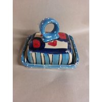 Butterdose Keramik Für 250G Butter in Blau Mit Herz Butterdose Keramik Für 250G Butter in Blau Mit Herz von SchuetzkeramikShop