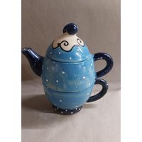 Teekanne Mit Tasse Single Kanne Keramik Ca. 0, 5 Liter Inhalt Im Design Puncto von SchuetzkeramikShop