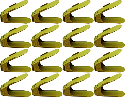 SchuhMe 16 x Verstellbarer Profi Schuhstapler Schuhorganizer Schuhhalter – Magic Shoe Rack Organizer - Sparset für 16 Paar Schuhe (Oliv) von SchuhMe