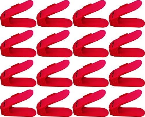 SchuhMe 16 x Verstellbarer Profi Schuhstapler Schuhorganizer Schuhhalter – Magic Shoe Rack Organizer - Sparset für 16 Paar Schuhe (Rosa) von SchuhMe