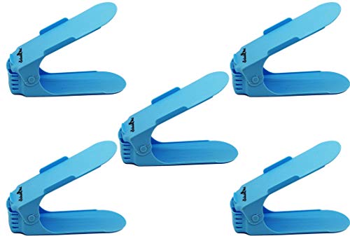 SchuhMe 5 x Verstellbarer Profi Schuhstapler Schuhorganizer Schuhhalter – Magic Shoe Rack Organizer - Sparset für 5 Paar Schuhe (Blau) von SchuhMe