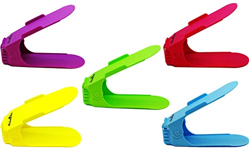 SchuhMe 5 x Verstellbarer Profi Schuhstapler Schuhorganizer Schuhhalter – Magic Shoe Rack Organizer - Sparset für 5 Paar Schuhe (Bunt) von SchuhMe