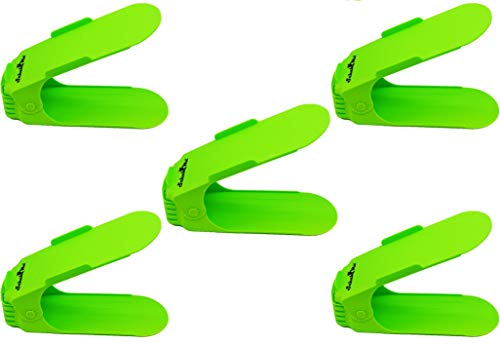 SchuhMe 5 x Verstellbarer Profi Schuhstapler Schuhorganizer Schuhhalter – Magic Shoe Rack Organizer - Sparset für 5 Paar Schuhe (Grün) von SchuhMe