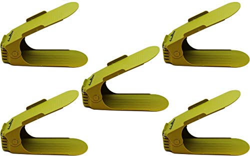 SchuhMe 5 x Verstellbarer Profi Schuhstapler Schuhorganizer Schuhhalter – Magic Shoe Rack Organizer - Sparset für 5 Paar Schuhe (Oliv) von SchuhMe