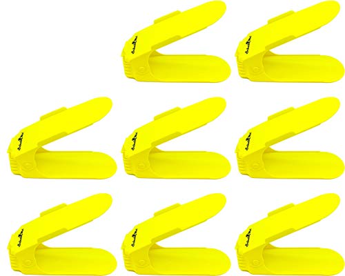 SchuhMe 8 x Verstellbarer Profi Schuhstapler Schuhorganizer Schuhhalter – Magic Shoe Rack Organizer - Sparset für 8 Paar Schuhe (Gelb) von SchuhMe