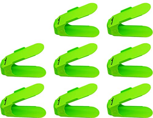 SchuhMe 8 x Verstellbarer Profi Schuhstapler Schuhorganizer Schuhhalter – Magic Shoe Rack Organizer - Sparset für 8 Paar Schuhe (Grün) von SchuhMe