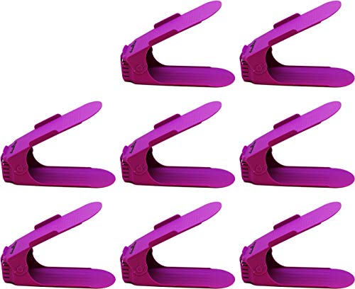 SchuhMe 8 x Verstellbarer Profi Schuhstapler Schuhorganizer Schuhhalter – Magic Shoe Rack Organizer - Sparset für 8 Paar Schuhe (Lila) von SchuhMe