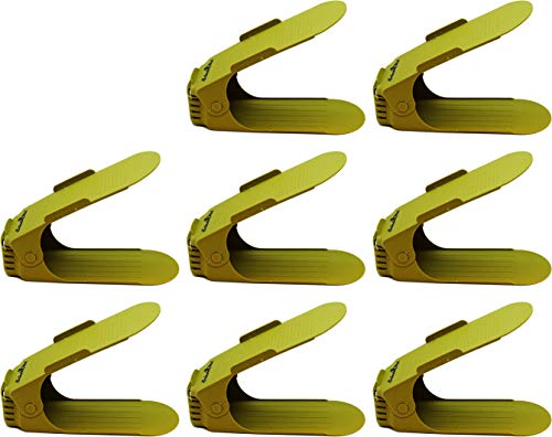 SchuhMe 8 x Verstellbarer Profi Schuhstapler Schuhorganizer Schuhhalter – Magic Shoe Rack Organizer - Sparset für 8 Paar Schuhe (Oliv) von SchuhMe