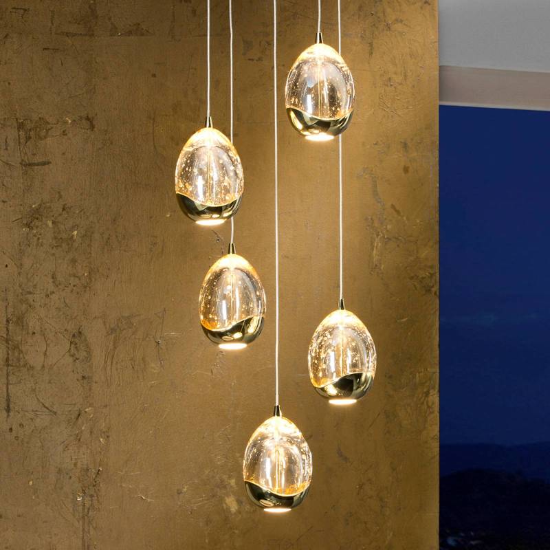 LED-Hängeleuchte Rocio, 5-fl. in Gold von Schuller Valencia