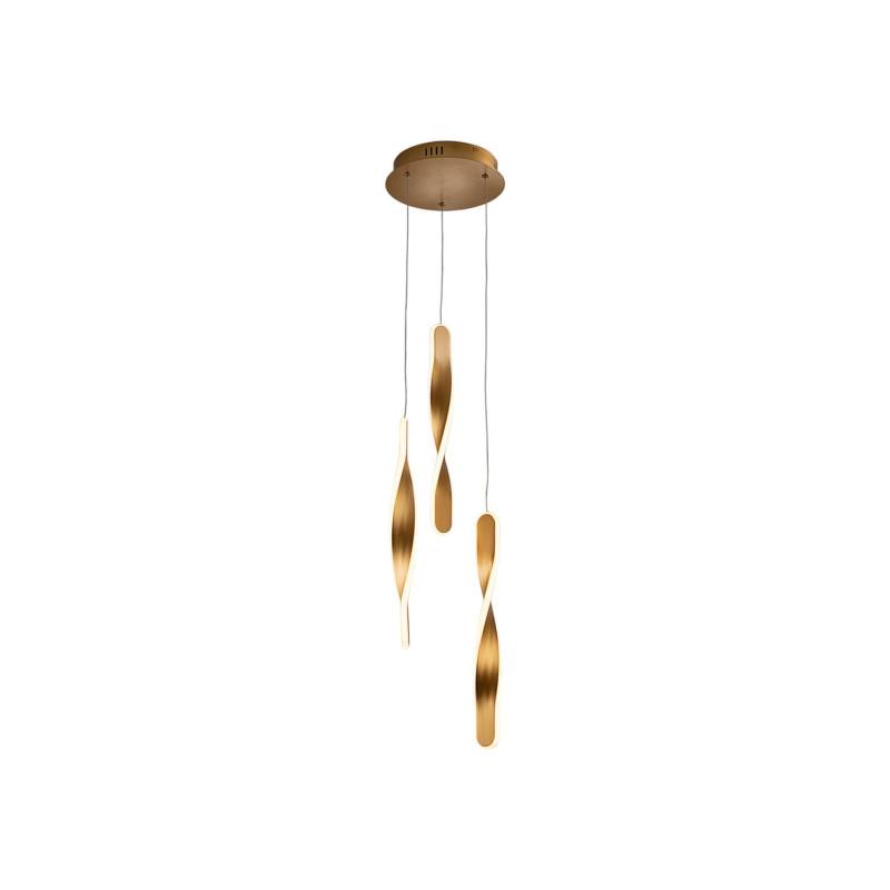 Schuller Valencia Led Hängeleuchte Twist 3 Fl. Alu Metall Acryl Goldfarben Lampe B-Ware von Schuller Valencia