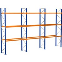 Schulte Grundregal Palettenregal 5000 x 8444 x 1100 mm blau/verzinkt/RAL 2004 4 Ebenen max. Palettengewicht 1.080 kg Feldlast 8.650 kg von Schulte Lagertechnik