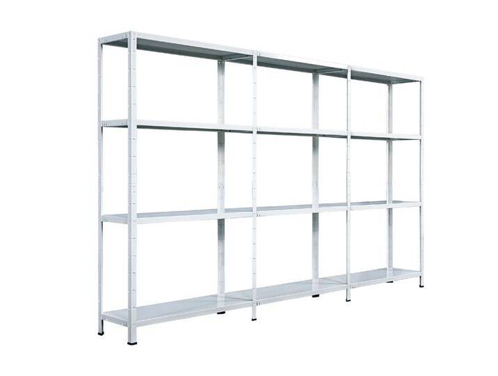 Steckregal Grund- und 2 Anbaufelder 180x320x50 cm (HxBxT), 12 PowerMAX Fachböden, 85 Kg Tragkraft, weiß von Schulte-Regalwelt