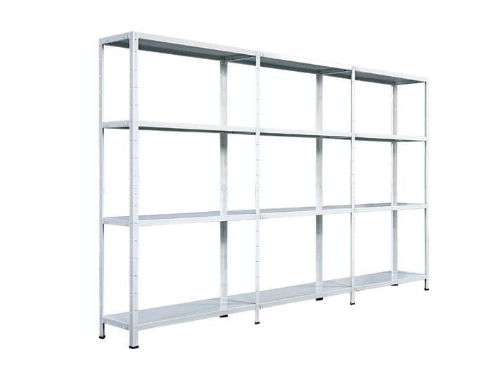 Steckregal Grund- und 2 Anbaufelder 180x320x50 cm (HxBxT), 12 PowerMAX Fachböden, 85 Kg Tragkraft, weiß von Schulte-Regalwelt