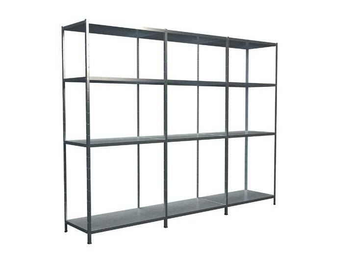 Steckregal Grund- und 2 Anbaufelder 180x360x50 cm (HxBxT), 12 PowerMAX Fachböden, 85 Kg Tragkraft, verzinkt von Schulte-Regalwelt