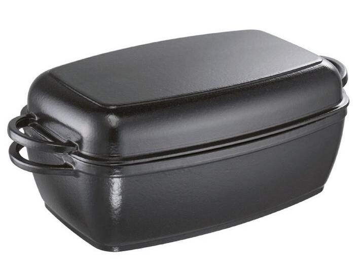 SCHULTE-UFER Bräter Rustika, Gusseisen (Einzelprodukt, 2-tlg., 21 cm x 32 cm x 10 cm), backofengeeignet, induktionsgeeignet von Schulte-Ufer