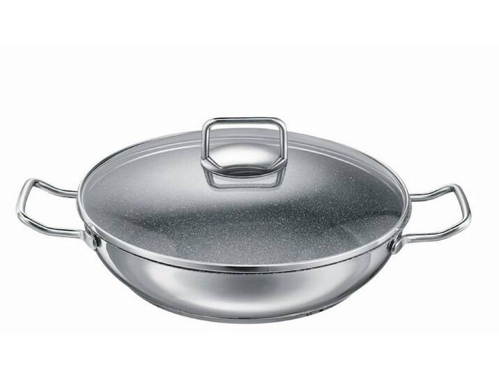 SCHULTE-UFER Schmorpfanne Profi-Style, Edelstahl (Set, 1 x Pfanne, 1 x Deckel), Ø 24 cm von Schulte-Ufer