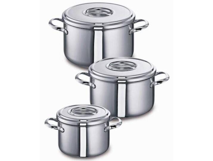 SCHULTE-UFER Topf-Set Romana i, Edelstahl (3-tlg), Spülmaschinengeeignet, Ofenfest, Edelstahl von Schulte-Ufer