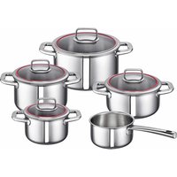 SCHULTE-UFER Topf-Set "Valentina", Edelstahl-Aluminium, (Set, 9 tlg., Bratentopf Ø 20 cm, Fleischtopf Ø 16/20/24 cm, Stielkasserolle Ø 16 cm), Induktion von Schulte-Ufer