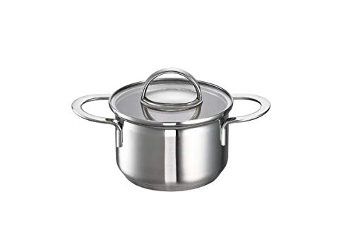 Schulte-Ufer Mini-Fleischtopf Little Lilly, Kleiner Topf, Edelstahl 18/10, Glas, Ø 12 cm, 950 ml, 64018-12 Brat-& Schmorpfannen, Silber, 25 cm von Schulte-Ufer