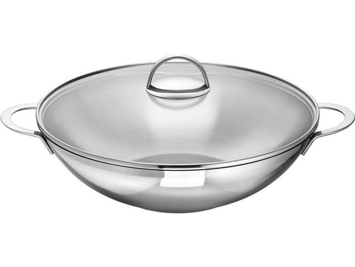 Wok SCHULTE-UFER Wave , silber (silberfarben), Ø:32cm, Pfannen, Induktion von Schulte-Ufer