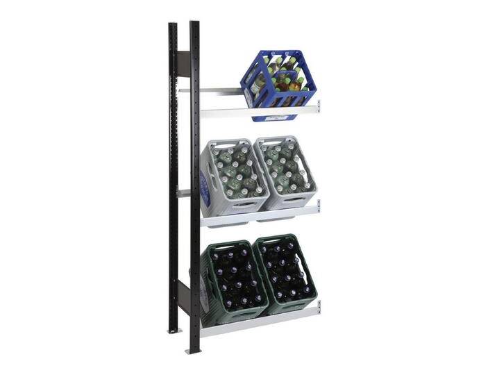 Schulte Aktenregal Anbau-Getränkekistenregal 37003-S 180x75x30cm, schwarz silberfarben von Schulte