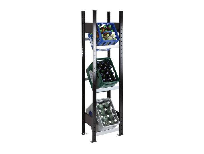 Schulte Aktenregal Getränkekistenregal 37000-S 180x40x30cm, schwarz silberfarben von Schulte