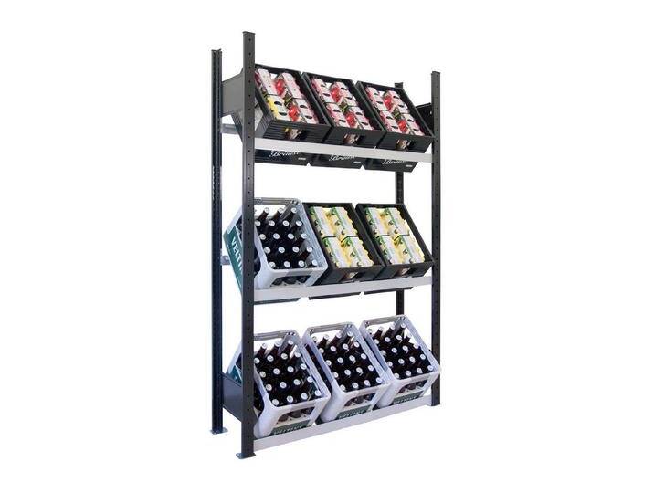 Schulte Aktenregal Getränkekistenregal 37006-S 180x100x30cm, schwarz silberfarben von Schulte