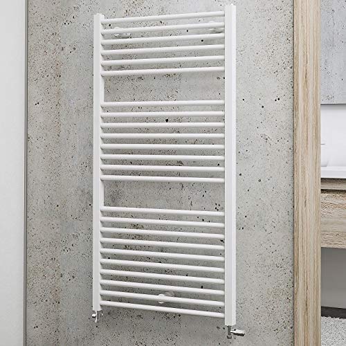 Schulte Bad-Heizkörper Turbo, 113 x 60 cm, 627 Watt Leistung, Anschluss beidseitig unten, Alpin-weiß, Handtuchhalter-Funktion von Schulte